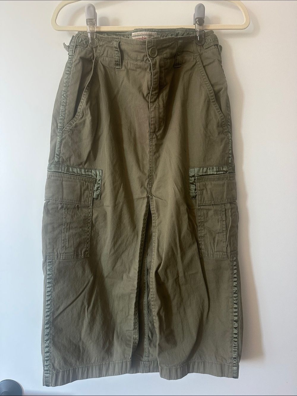 Abercrombie & Fitch Olive Green Midi Cargo Skirt